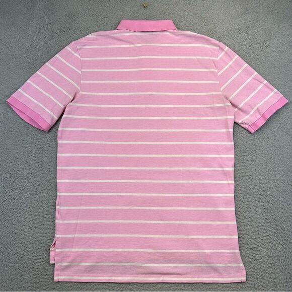 Ralph Lauren Polo Golf Shirt Mens Medium Pink Striped Olde Farm Golf Pima Casual - Picture 8 of 16